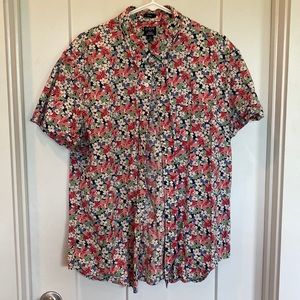 JCrew Floral Short Sleeve Button Down